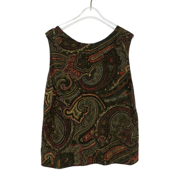 Mirasol 1990s Vintage Brown Paisley Retro Sleeveless Top Blouse Tank Large - Picture 4 of 5